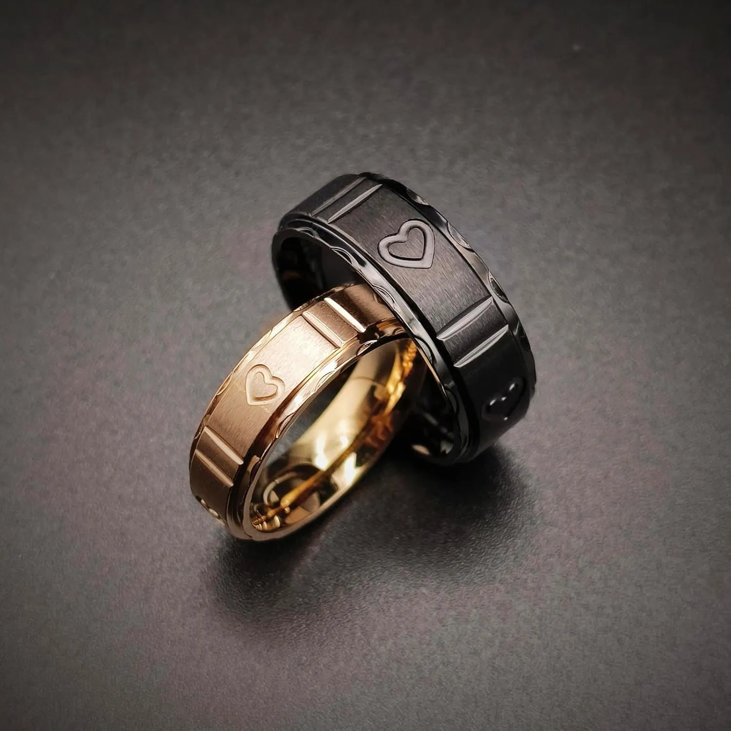 ringheart Matching Rings His and Her Rings Couple Rings Titanium Steel Wedding Band Heart Wedding Ring