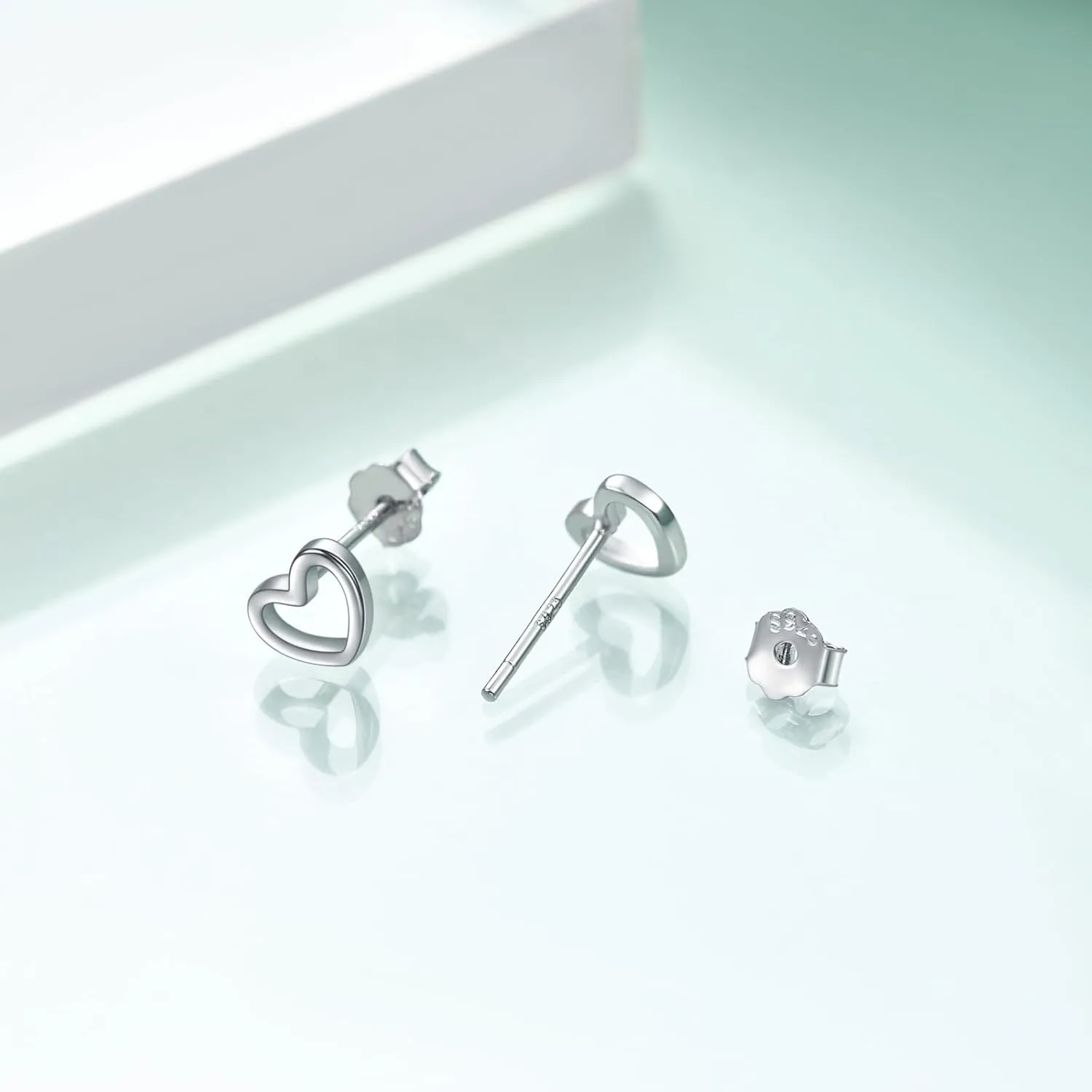 Rnivida 925 Sterling Silver Tiny Star/Crescent Moon/Petite Heart Stud Earrings for Women,Small Cut Out Star Earrings | Dainty Mini Moon Earrings for Cartilage Piercing