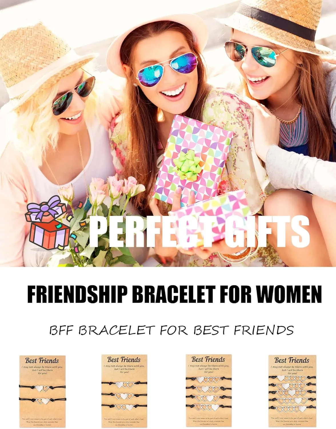 Roe Dolph Friendship Bracelets for Women String Butterfly Best Friend Bracelets for 2/3/4/5 Long Distance Matching Heart Bracelets for Best Friends Bff Bracelets for Best Friend Birthday Gifts