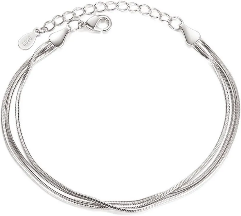 Rose Gold/Silver Color Alloy Multilayer Bracelets Snake Chain Charm Bracelets For Women Personality Jewelry
