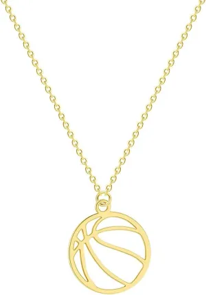 RTY Minimalist Hollow Basketball Pendant Necklace for Teens Sports Lover Friendship Gift
