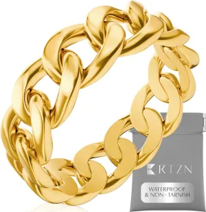 RTZN Cuban Link Ring for Men  6MM Premium Stainless Steel Gold/Silver Chain Ring for Men and Women  100% Waterproof & Non-Tarnish Mens Chain Link Rings (Size: 6-12)