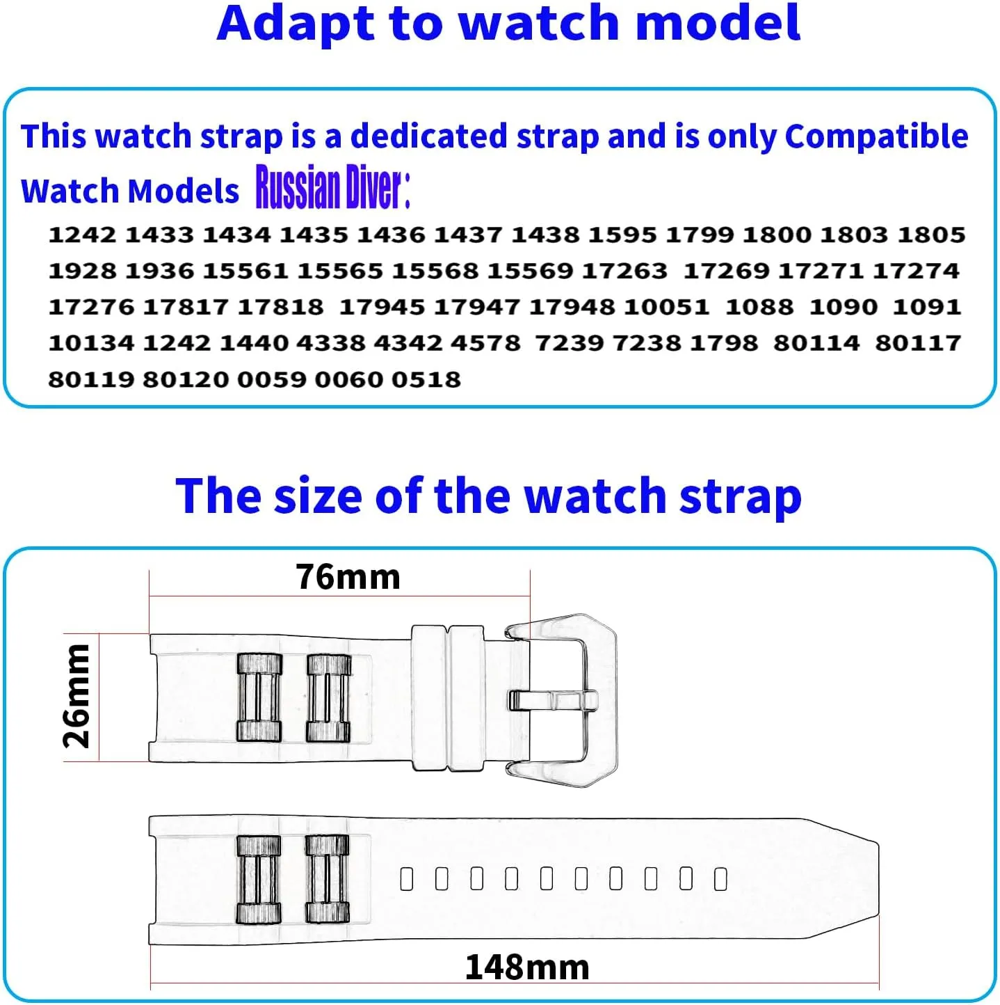 Rubber 26mm 1959 Watch Bands Compatible Fit for Invicta Russian Diver 1959 1201 1805 1845 Replacement Silicone Strap Wirstband for Men and Women Waterproof Bracelet Watch accessories