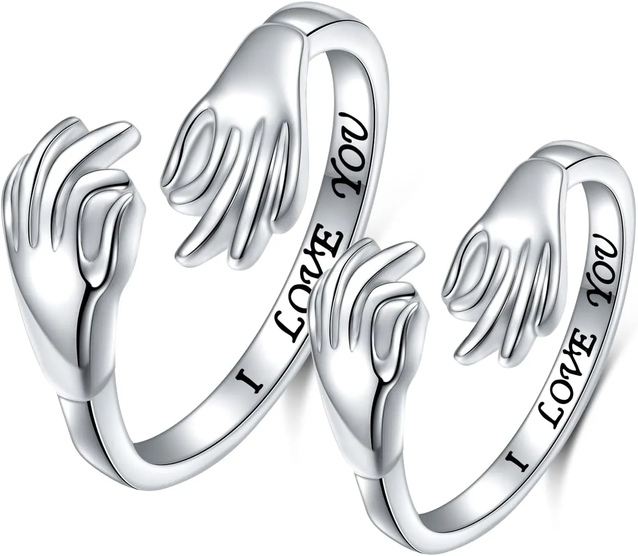 S925 Sterling Silver Rings for Women, Snake/Rose Flower/Leaf /I am enough/Elephant/Crescent Moon and Star/Natural Moonstone/Gothic Black Skull/Couple Inspirational Band Rings Adjustable Size Ring Birthday Christmas Gifts for Women
