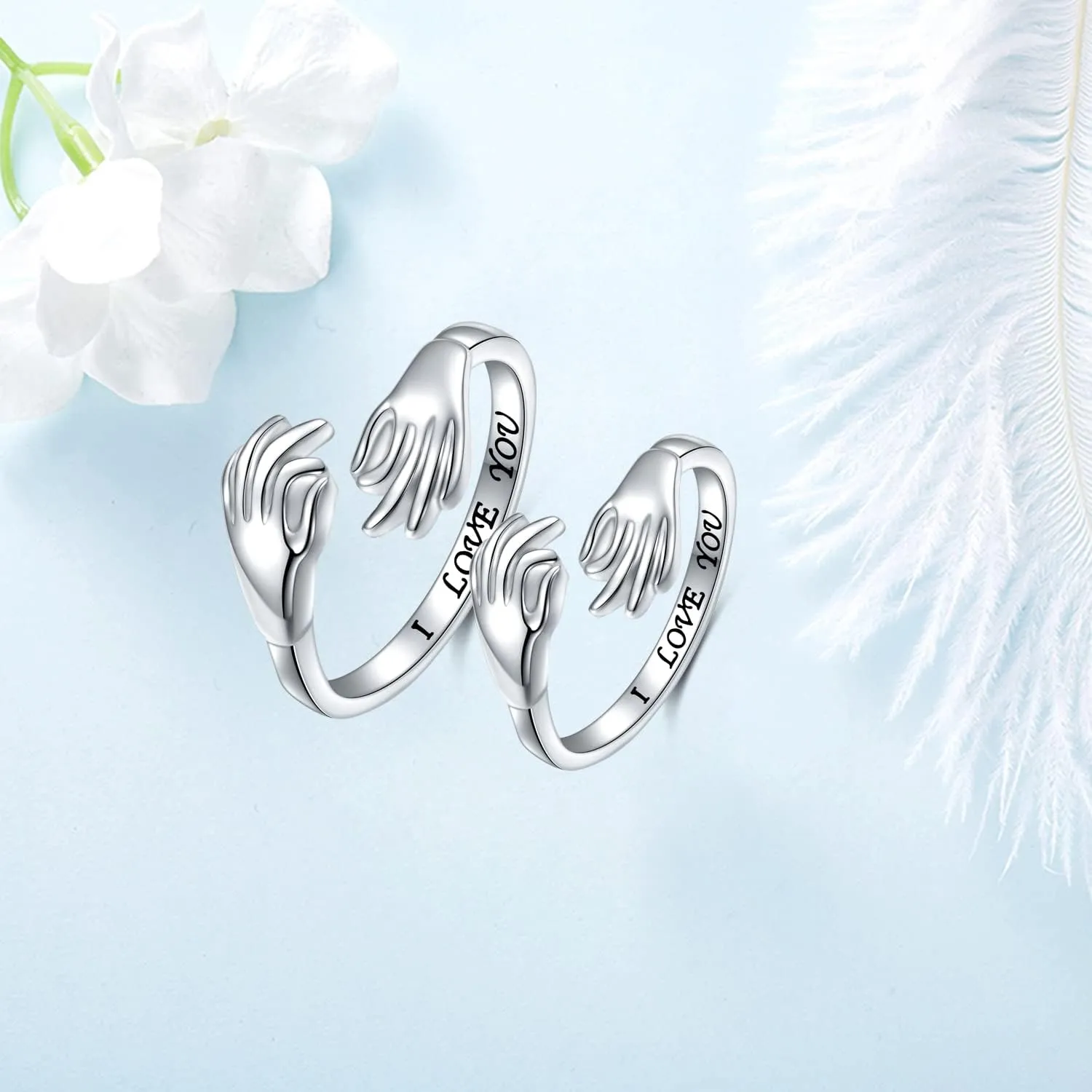 S925 Sterling Silver Rings for Women, Snake/Rose Flower/Leaf /I am enough/Elephant/Crescent Moon and Star/Natural Moonstone/Gothic Black Skull/Couple Inspirational Band Rings Adjustable Size Ring Birthday Christmas Gifts for Women