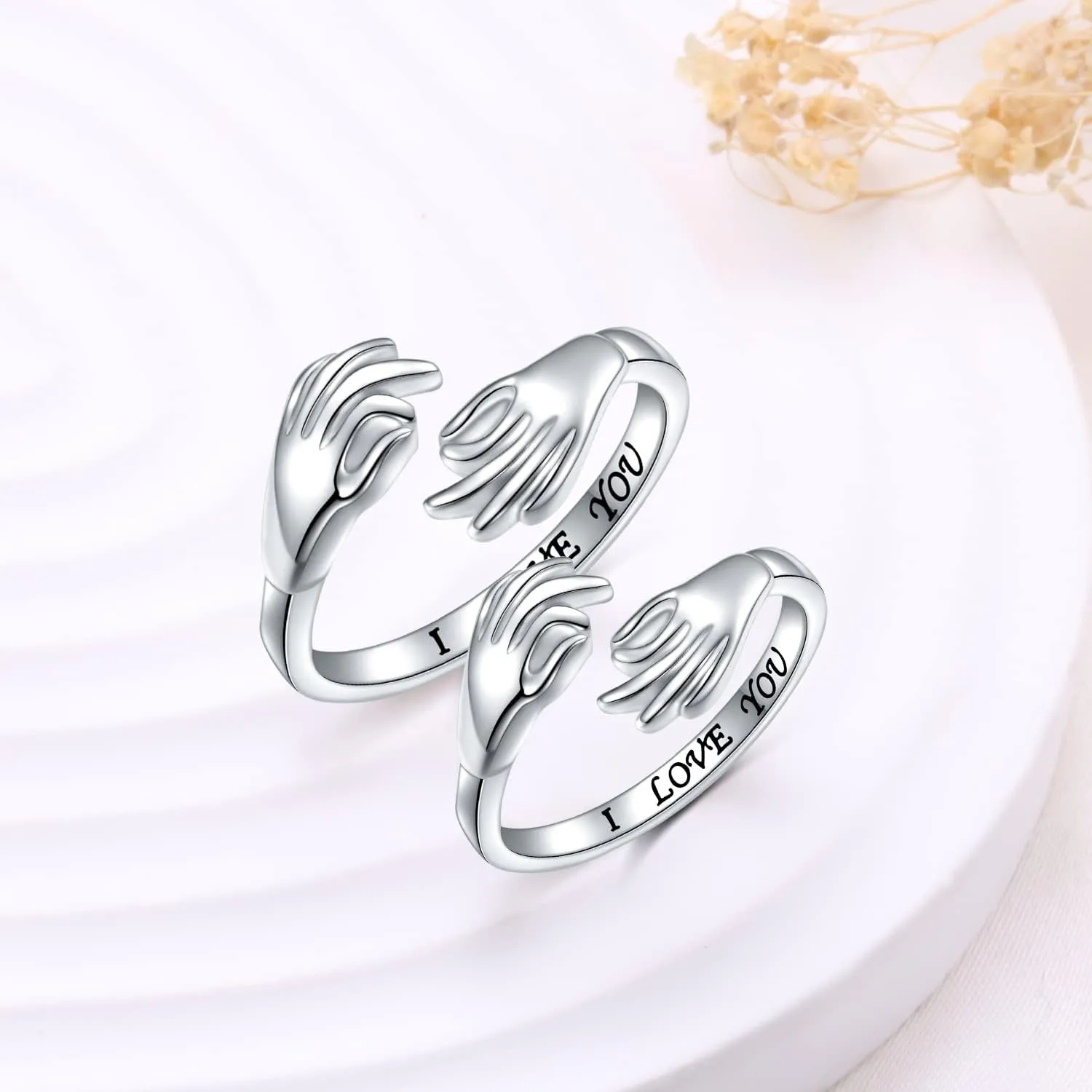 S925 Sterling Silver Rings for Women, Snake/Rose Flower/Leaf /I am enough/Elephant/Crescent Moon and Star/Natural Moonstone/Gothic Black Skull/Couple Inspirational Band Rings Adjustable Size Ring Birthday Christmas Gifts for Women