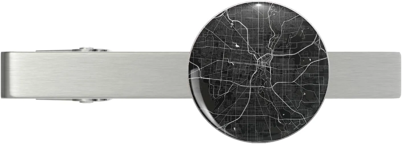 San Antonio Minimalist Map Design Silver Tie Clip Tie Bar Veteran Gift