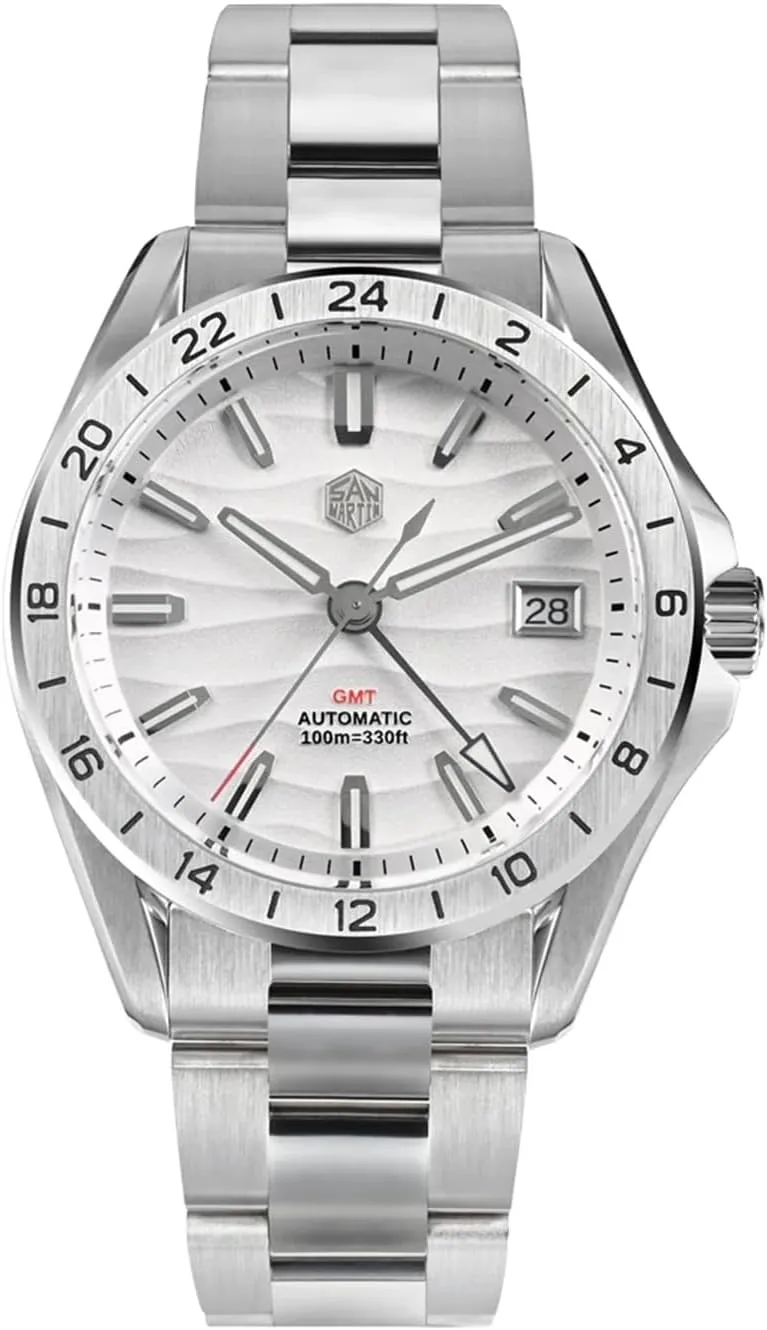 San Martin Watch Mens Watch SN0129 NH34 GMT Sapphire Glass Luminous Diver Watches for Men 39mm Luxury Mechanical 100M Waterproof