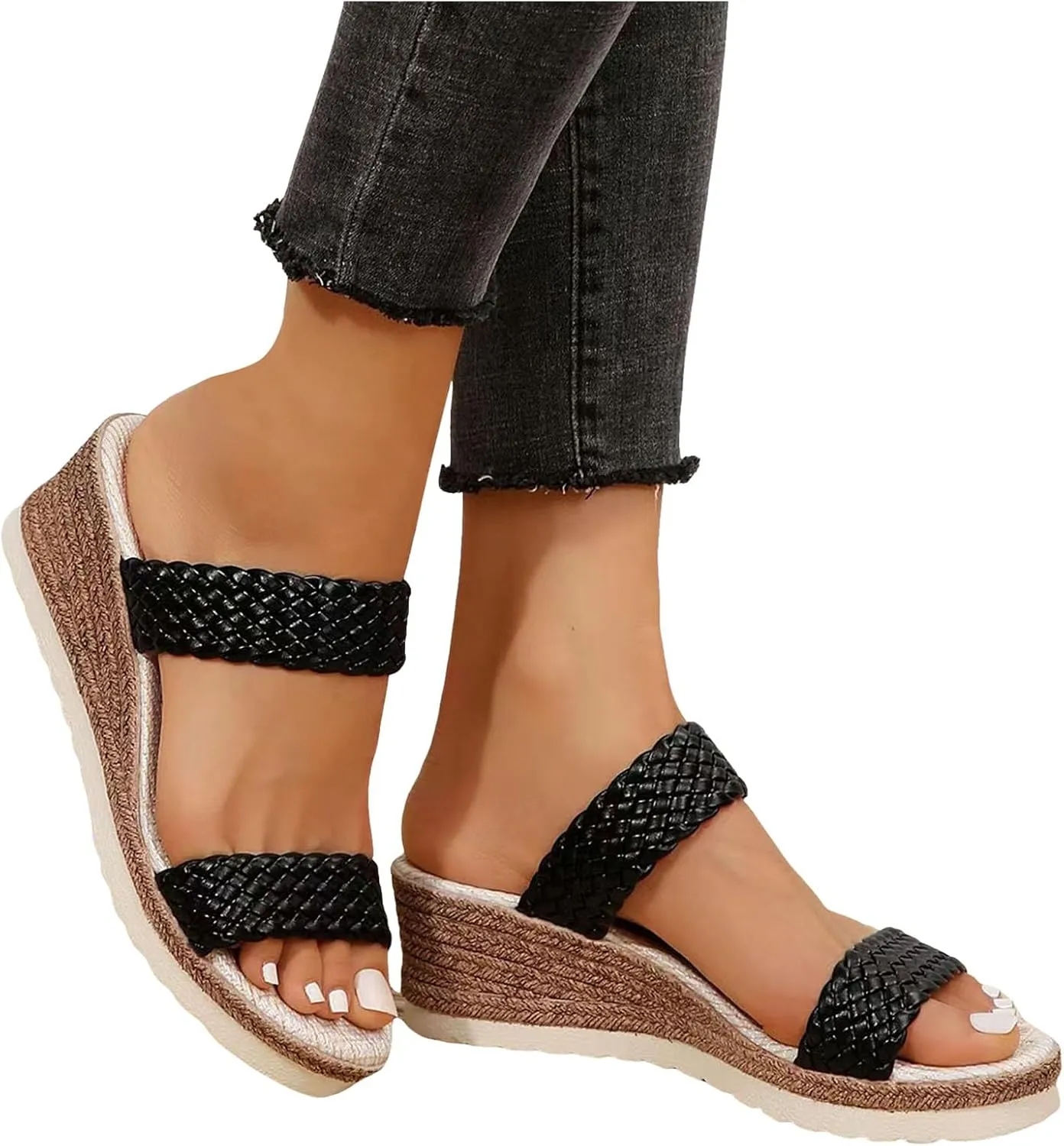 Sandals for Women 2025 Womens Espadrilles Wedges Sandals Ethnic Platform Open Toe Sandal Summer Dress Shoes