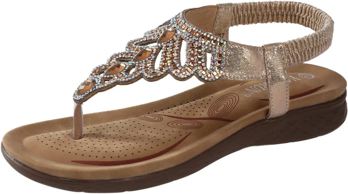 Sandals for Women Women's Ankle Strap Flat Sandals Womens Orthopedic Sandals Summer Comfortable Dress Flats Sandal