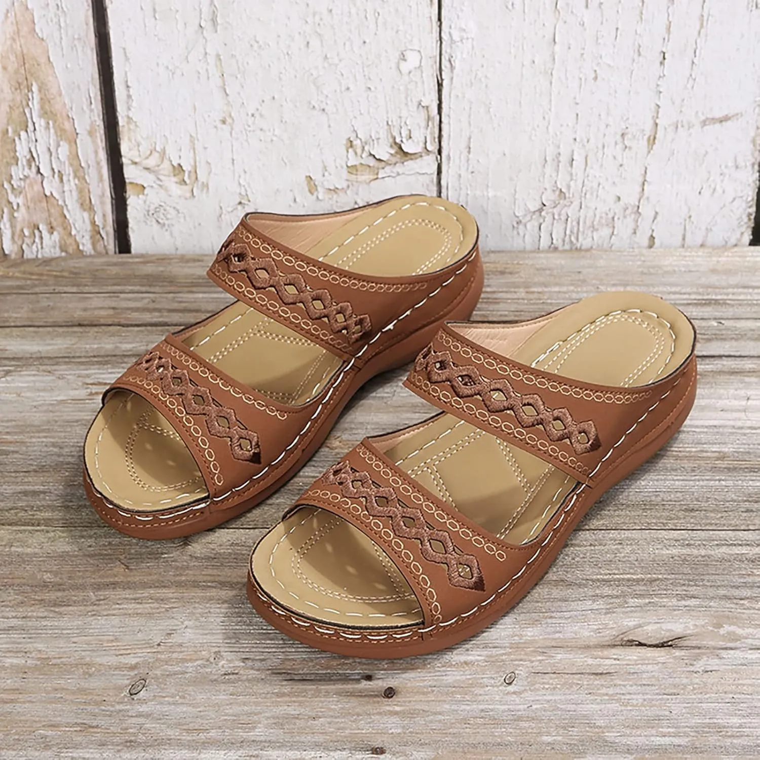 Sandals Women Open Toe Cross Strap Comfortable Walking Womens Sandals Flats Summer Dress Orthopedic Platform Sandals