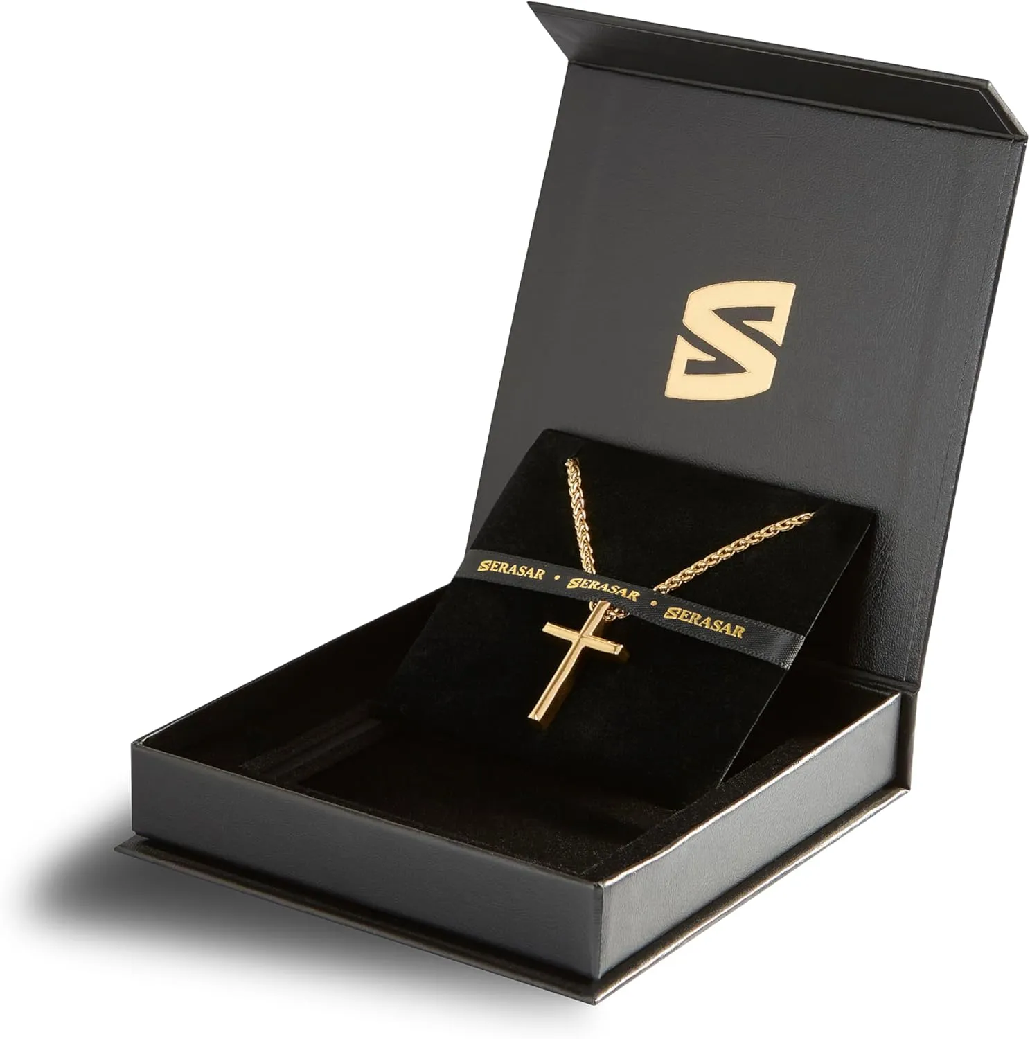 SERASAR Premium Necklace Men [Trust] | Stainless 316L Surgical Steel | Waterproof | Solid Chain | Secure Clasp | Three Colors | Jewelry Box Included