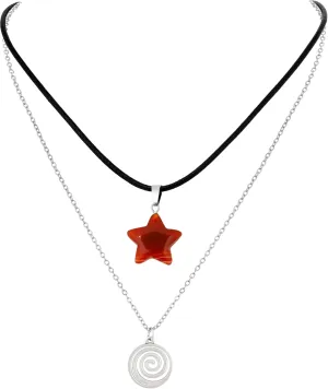 Set 2 Spiral Star Pendant Necklace for Teen Girls, Y2K Indie Grunge Aesthetic Jewelry, Trendy Sfuff for Teen Girls