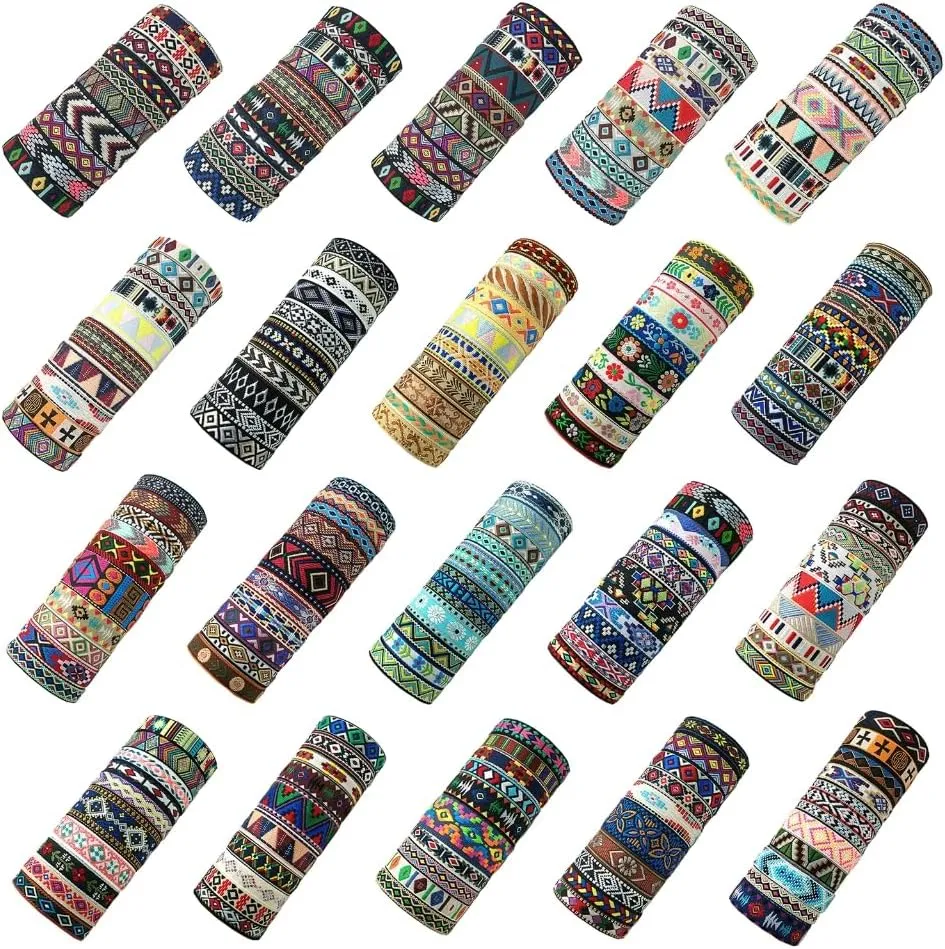 Set of 10 Bohemians Handmade Braided Bracelet Colorful Woven Friendship Bands Adjustable Wristband for Women and Teens