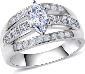 SHOP LC DELIVERING JOY 925 Sterling Silver Engagement Rings Rhodium Plated Cubic Zirconia CZ Wedding Promise Rings for Her Wedding Band for Women Jewelry Ct 2.9 Size 7 Birthday Gifts for Women