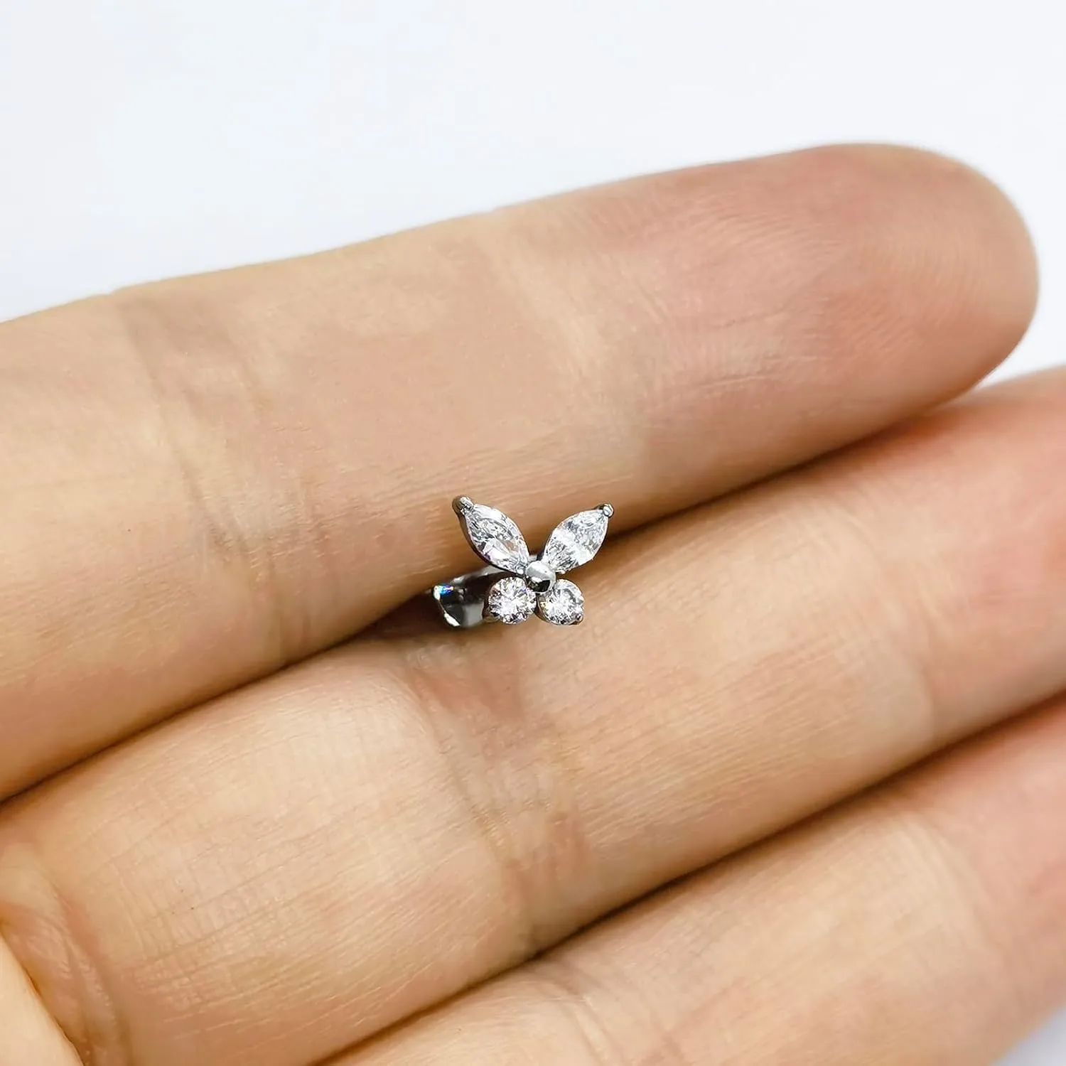 SHOWNICE Screw Back Earrings Flat Back Cartilage Earring for Women G23 Titanium Threaded Helix Stud Conch Tragus Labret Piercing Jewelry