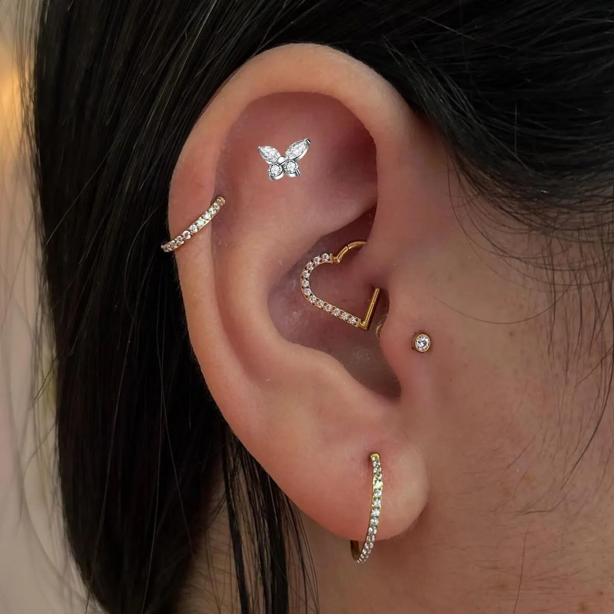 SHOWNICE Screw Back Earrings Flat Back Cartilage Earring for Women G23 Titanium Threaded Helix Stud Conch Tragus Labret Piercing Jewelry