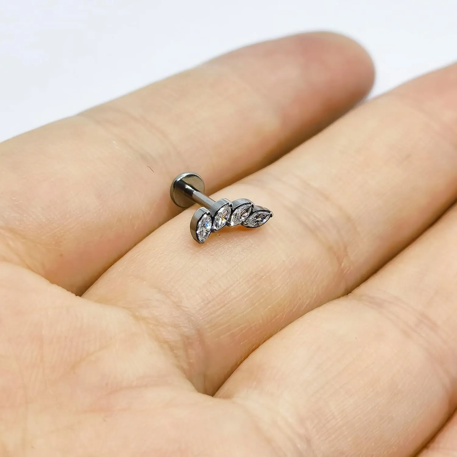 SHOWNICE Screw Back Earrings Flat Back Cartilage Earring for Women G23 Titanium Threaded Helix Stud Conch Tragus Labret Piercing Jewelry