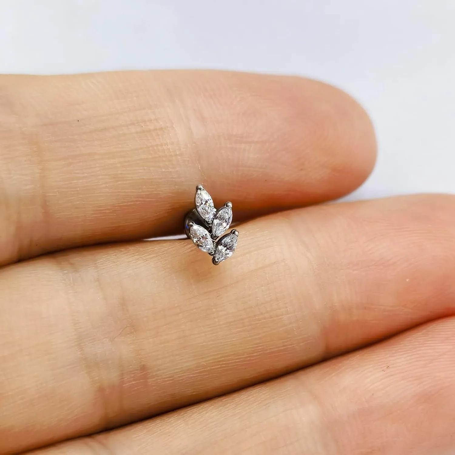 SHOWNICE Screw Back Earrings Flat Back Cartilage Earring for Women G23 Titanium Threaded Helix Stud Conch Tragus Labret Piercing Jewelry