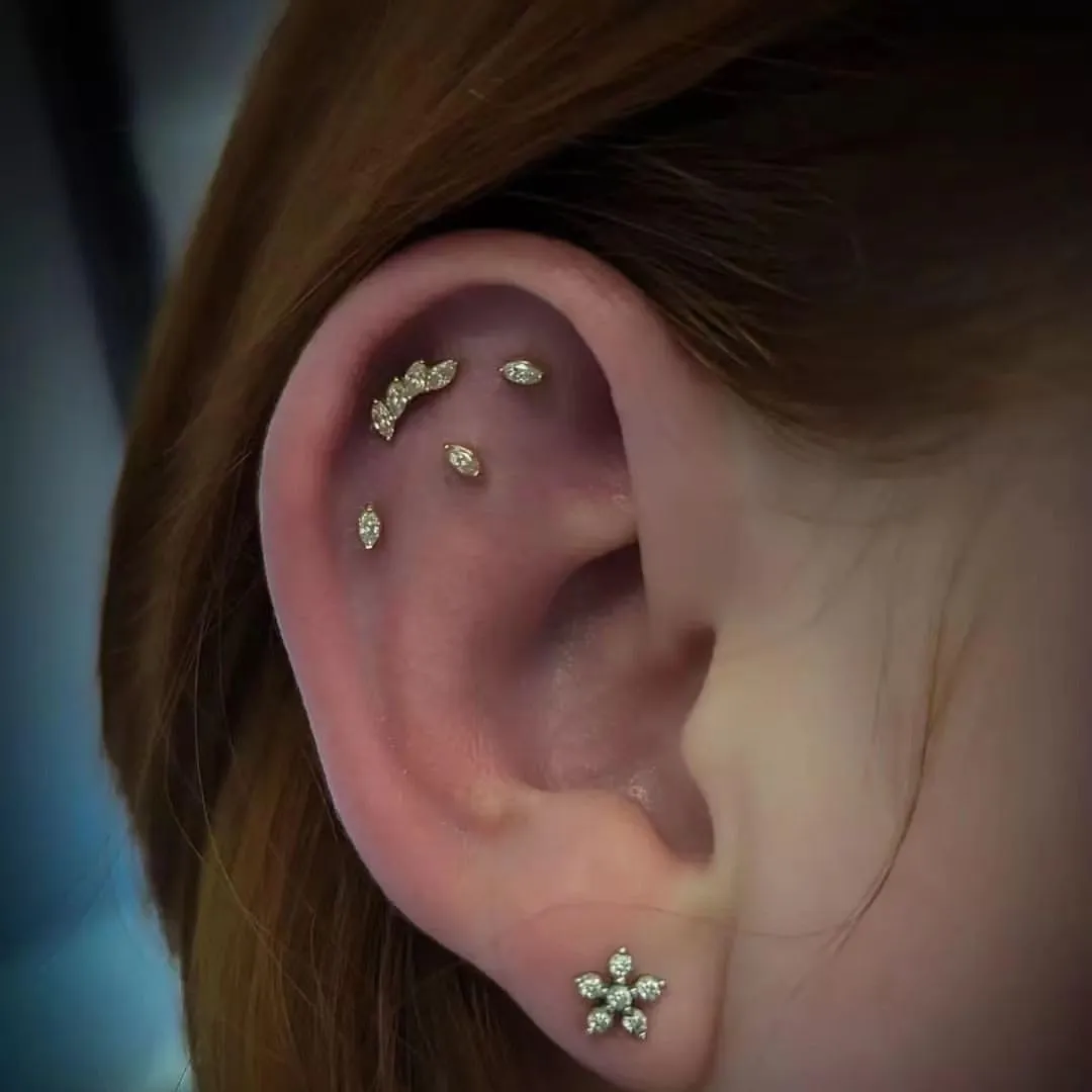 SHOWNICE Screw Back Earrings Flat Back Cartilage Earring for Women G23 Titanium Threaded Helix Stud Conch Tragus Labret Piercing Jewelry