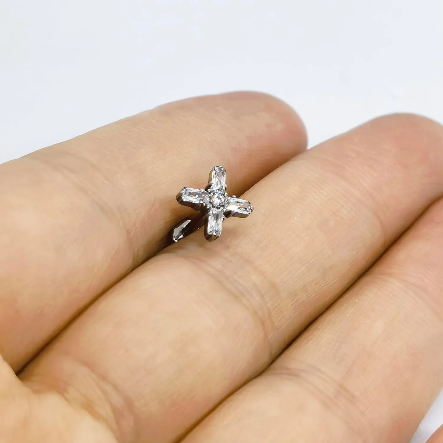 SHOWNICE Screw Back Earrings Flat Back Cartilage Earring for Women G23 Titanium Threaded Helix Stud Conch Tragus Labret Piercing Jewelry
