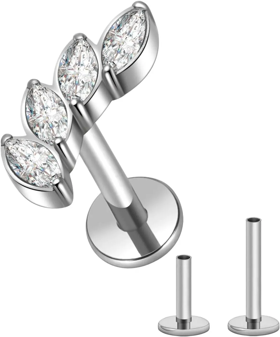 SHOWNICE Screw Back Earrings Flat Back Cartilage Earring for Women G23 Titanium Threaded Helix Stud Conch Tragus Labret Piercing Jewelry