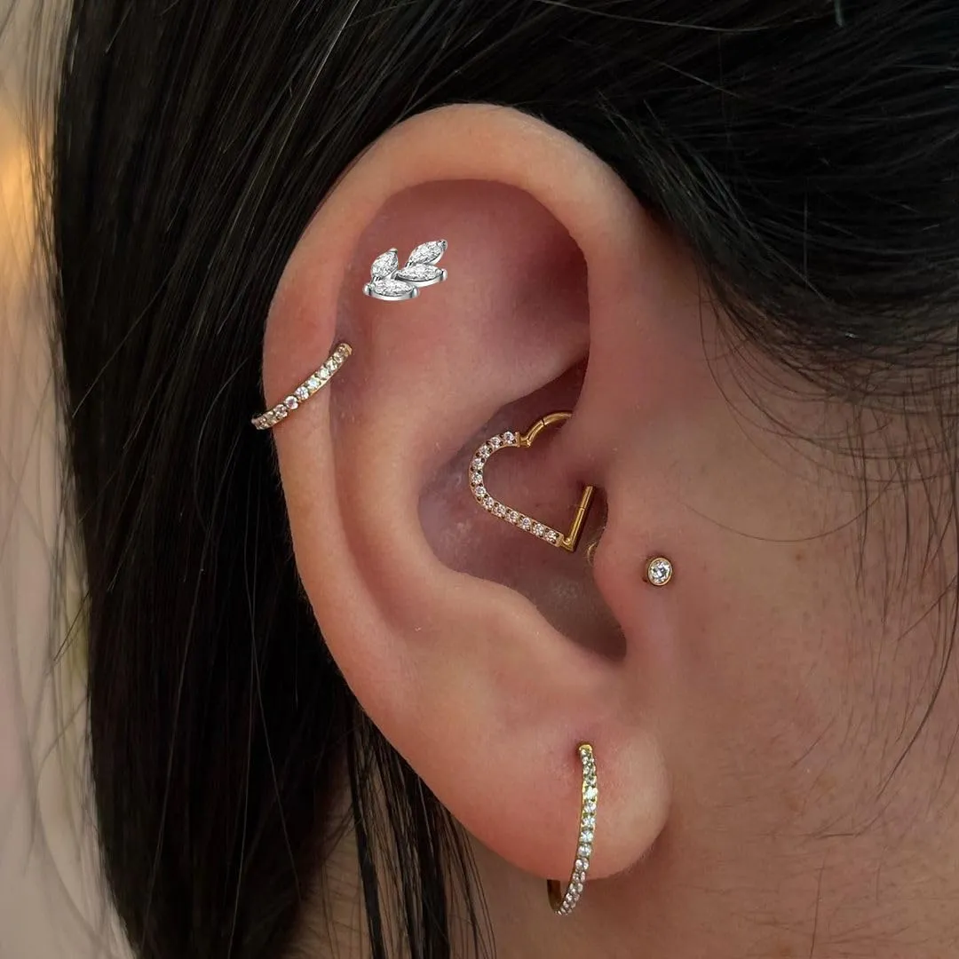 SHOWNICE Screw Back Earrings Flat Back Cartilage Earring for Women G23 Titanium Threaded Helix Stud Conch Tragus Labret Piercing Jewelry
