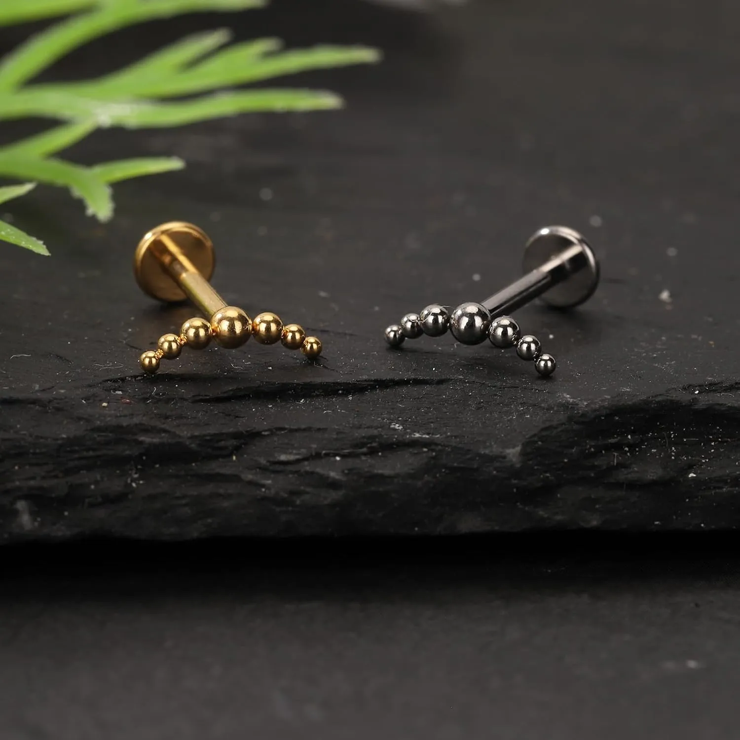 SHOWNICE Titanium Cartilage Stud Threaded Tragus Earring Labret Jewelry 16G Flat Back Stud Ear Piercing Jewelry for Womens Gift