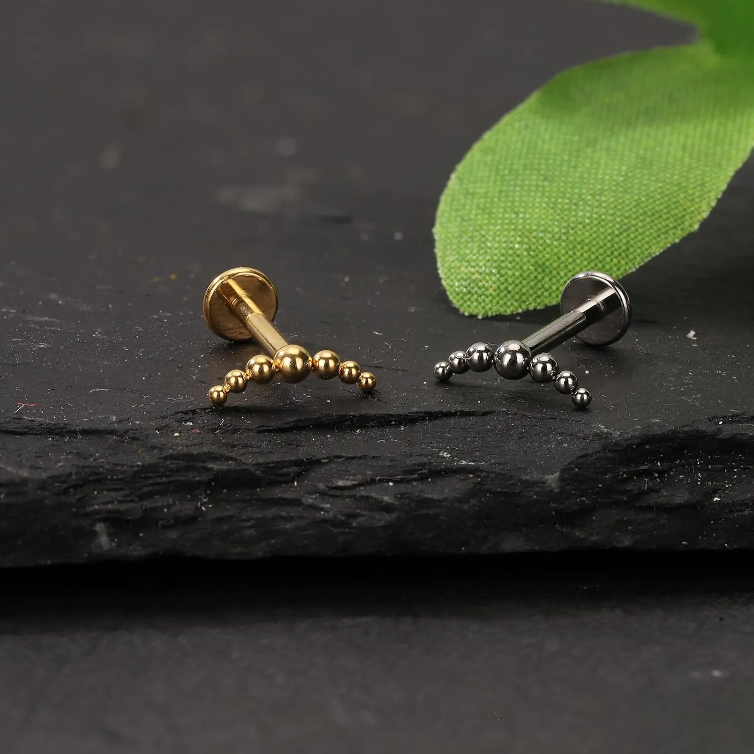 SHOWNICE Titanium Cartilage Stud Threaded Tragus Earring Labret Jewelry 16G Flat Back Stud Ear Piercing Jewelry for Womens Gift