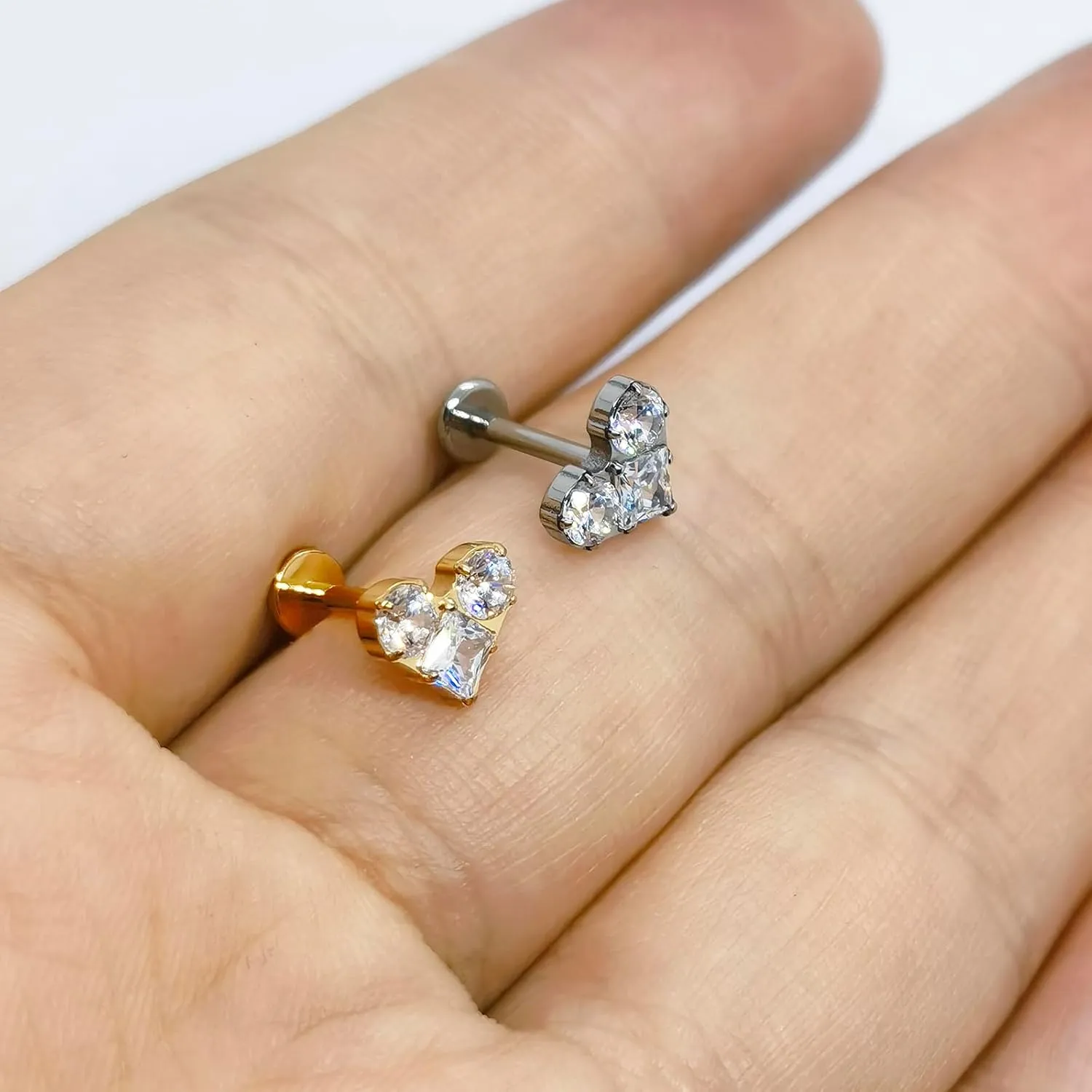 SHOWNICE Titanium Cartilage Stud Threaded Tragus Earring Labret Jewelry 16G Flat Back Stud Ear Piercing Jewelry for Womens Gift