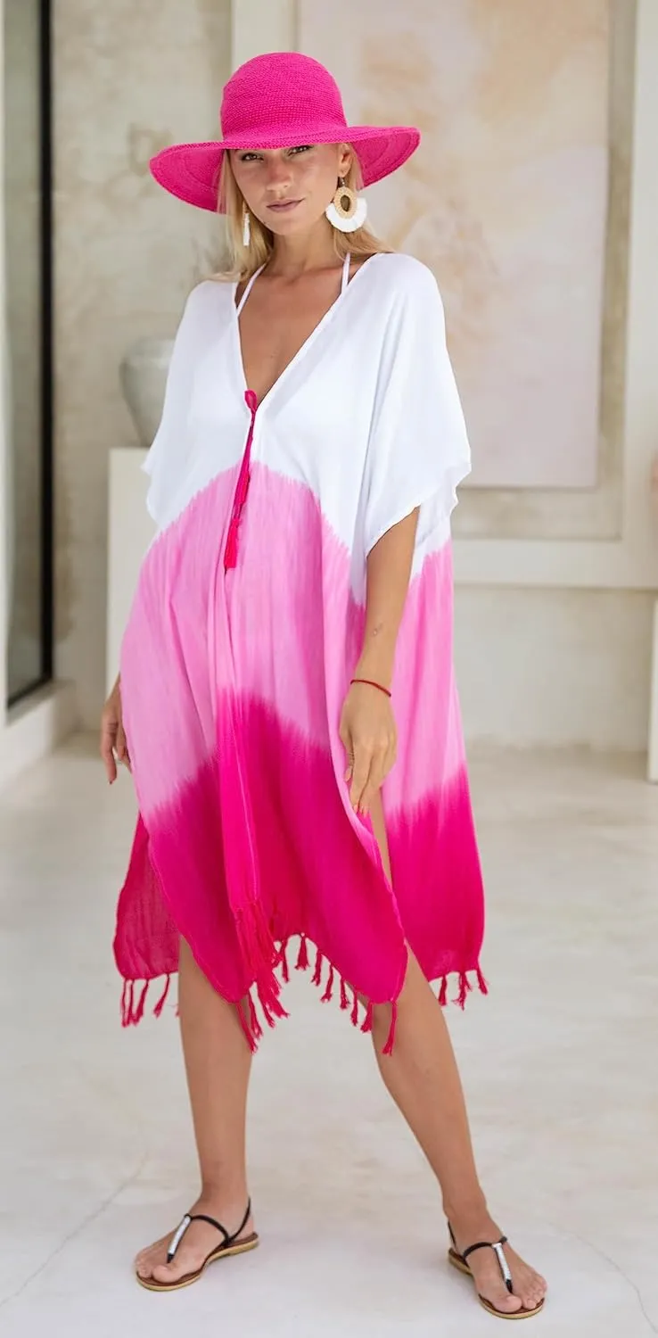 SHU-SHI Womens Kimono Cardigan Fringe Ombre Swimwear Extra Wide Flowy Robe Beach Cover Up Open Front