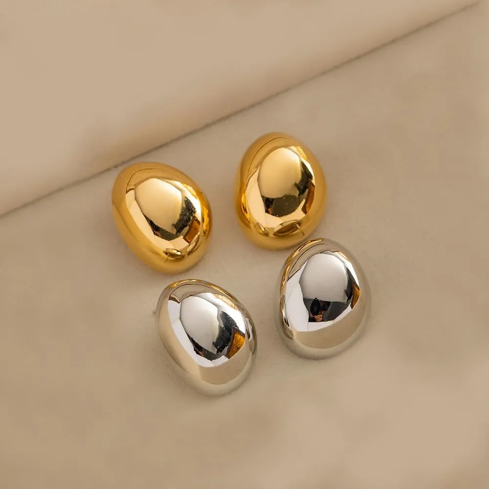 Silver and Gold Chunky Hoop Earrings for Women - Large, Thick, Big Bold Statement Fashion Earrings