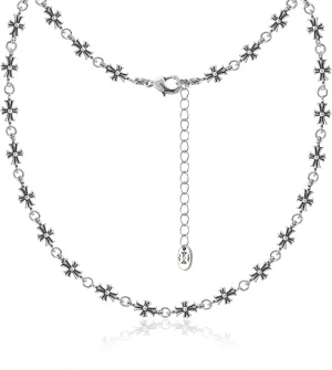 Silver Chrome Cross Pendants Necklace Vintage Gothic Choker Chain with Sterling Silver 925 Plated Adjustable Chain for Men and Women Unisex Street Style Punk