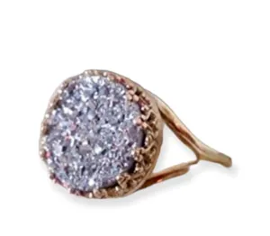 Silver Druzy Ring, Wedding Gift,Cocktail Ring, Statement Ring, Gold Ring, Gemstone Ring, Round Stone Ring