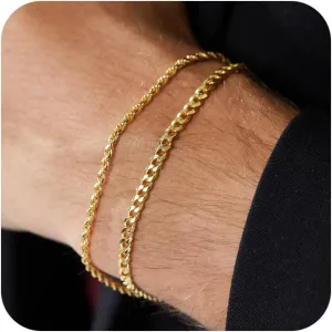 Silver/Gold Layered Chain Bracelets Sets for Men Women Silver Rope Figaro Cuban Link Chain Bracelets Set Men Jewelry Gifts for Dad Boyfriend Husband