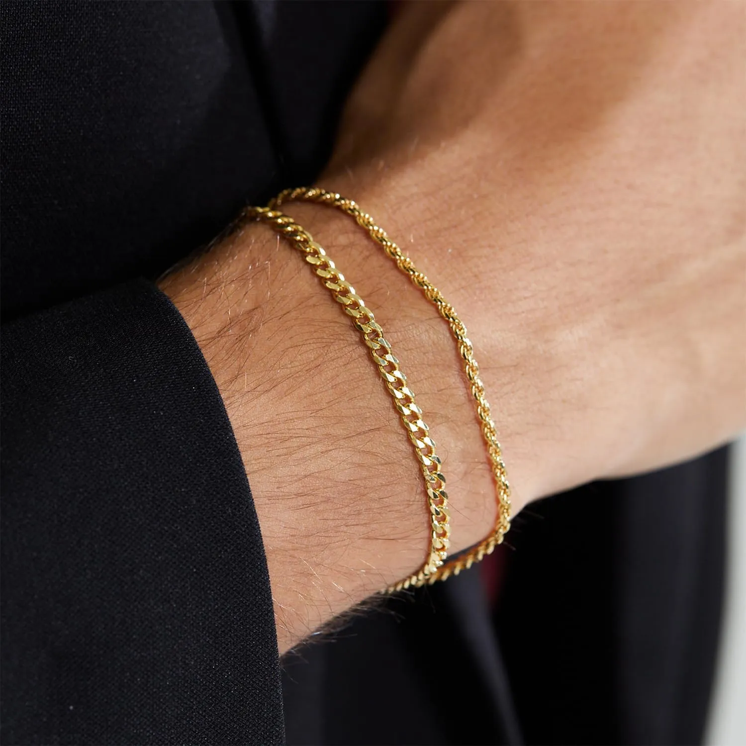 Silver/Gold Layered Chain Bracelets Sets for Men Women Silver Rope Figaro Cuban Link Chain Bracelets Set Men Jewelry Gifts for Dad Boyfriend Husband