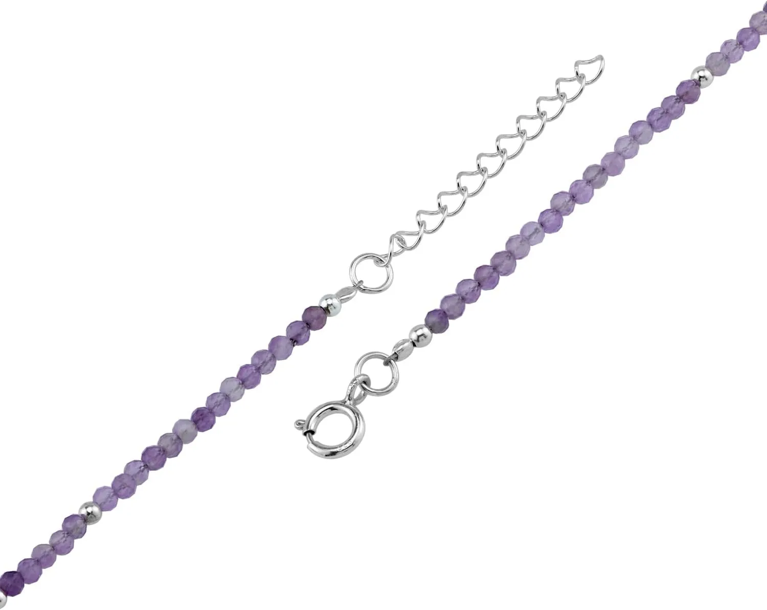 Silvershake 2MM Petite Gemstone Bead 925 Sterling Silver Minimalist 9.5 to 10.5 Inch Adjustable Anklet Jewelry for Women or Teens