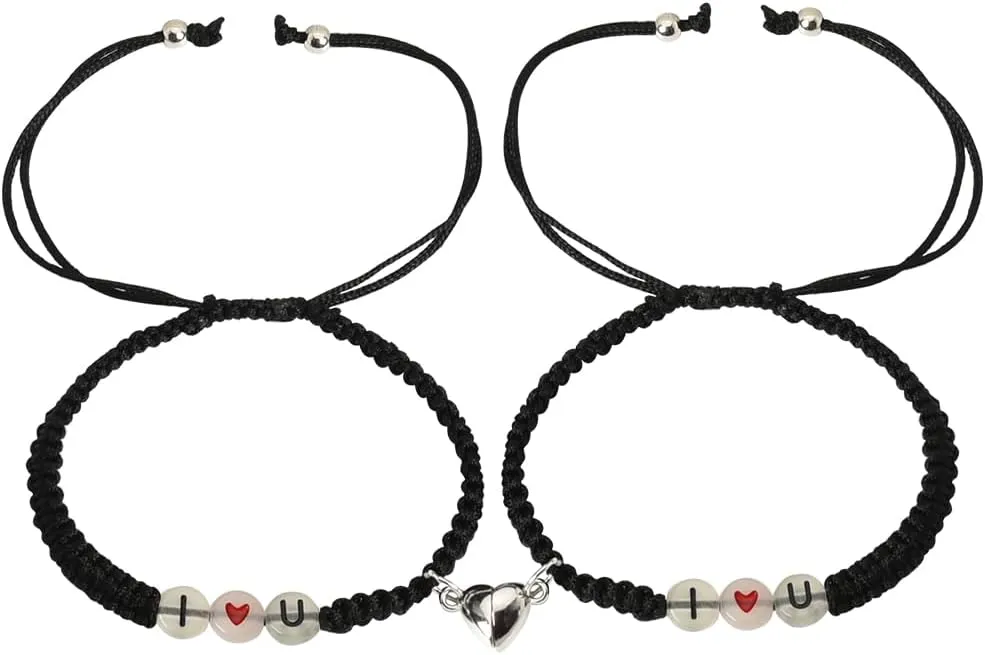 Siopue Boyfriend Girlfriend Anniversary Birthday Gifts for Couple Matching Bracelets for Wife Husband Christmas I Love You Gifts for Fiance Fiancee Glow in the Night Rope Bracelets 2 Pcs