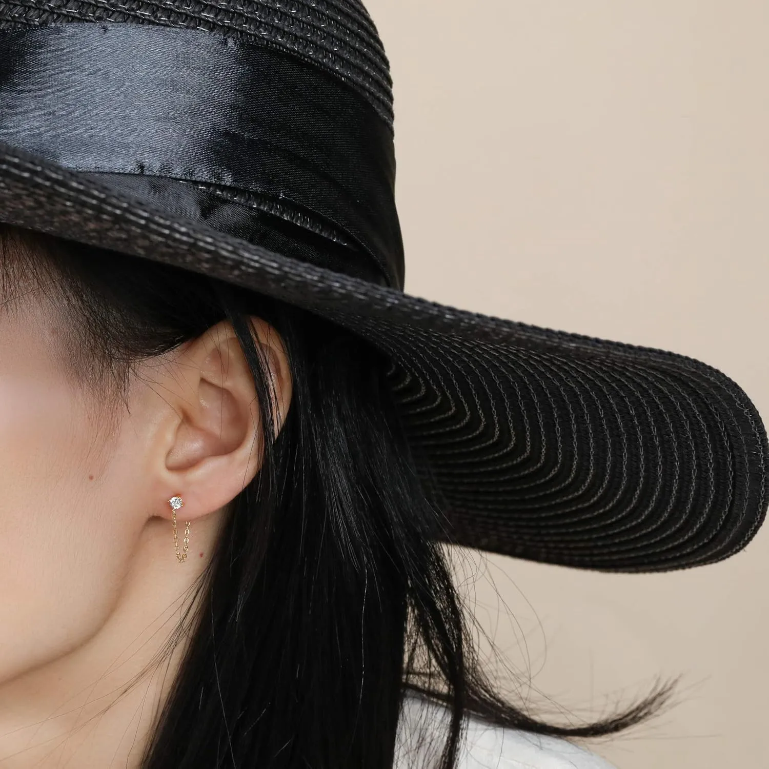 S.Leaf Sterling Silver Gold Chain Hoop Earrings for Women Hypoallergenic Pearl Cubic Zirconia Butterfly Stud Cartilage Flat Back Earrings Best Friend Birthday Gifts for Women Trendy Siser Mom Wife Her Friend Party