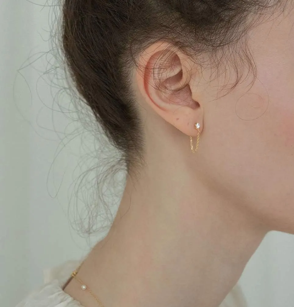 S.Leaf Sterling Silver Gold Chain Hoop Earrings for Women Hypoallergenic Pearl Cubic Zirconia Butterfly Stud Cartilage Flat Back Earrings Best Friend Birthday Gifts for Women Trendy Siser Mom Wife Her Friend Party