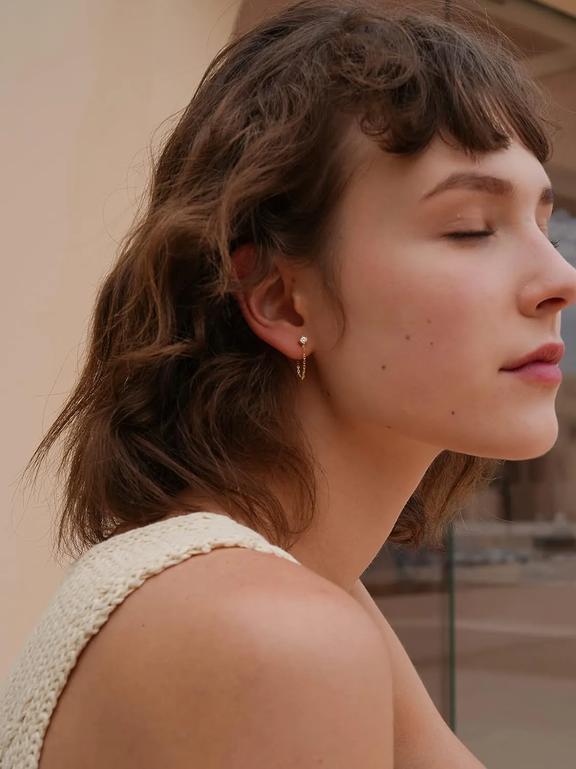S.Leaf Sterling Silver Gold Chain Hoop Earrings for Women Hypoallergenic Pearl Cubic Zirconia Butterfly Stud Cartilage Flat Back Earrings Best Friend Birthday Gifts for Women Trendy Siser Mom Wife Her Friend Party