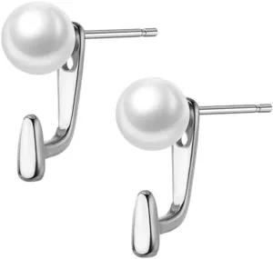 SLUYNZ 925 Sterling Silver Pearl Jacket Earrings for Women Droplet Jacket Earrings Front Back Earrings