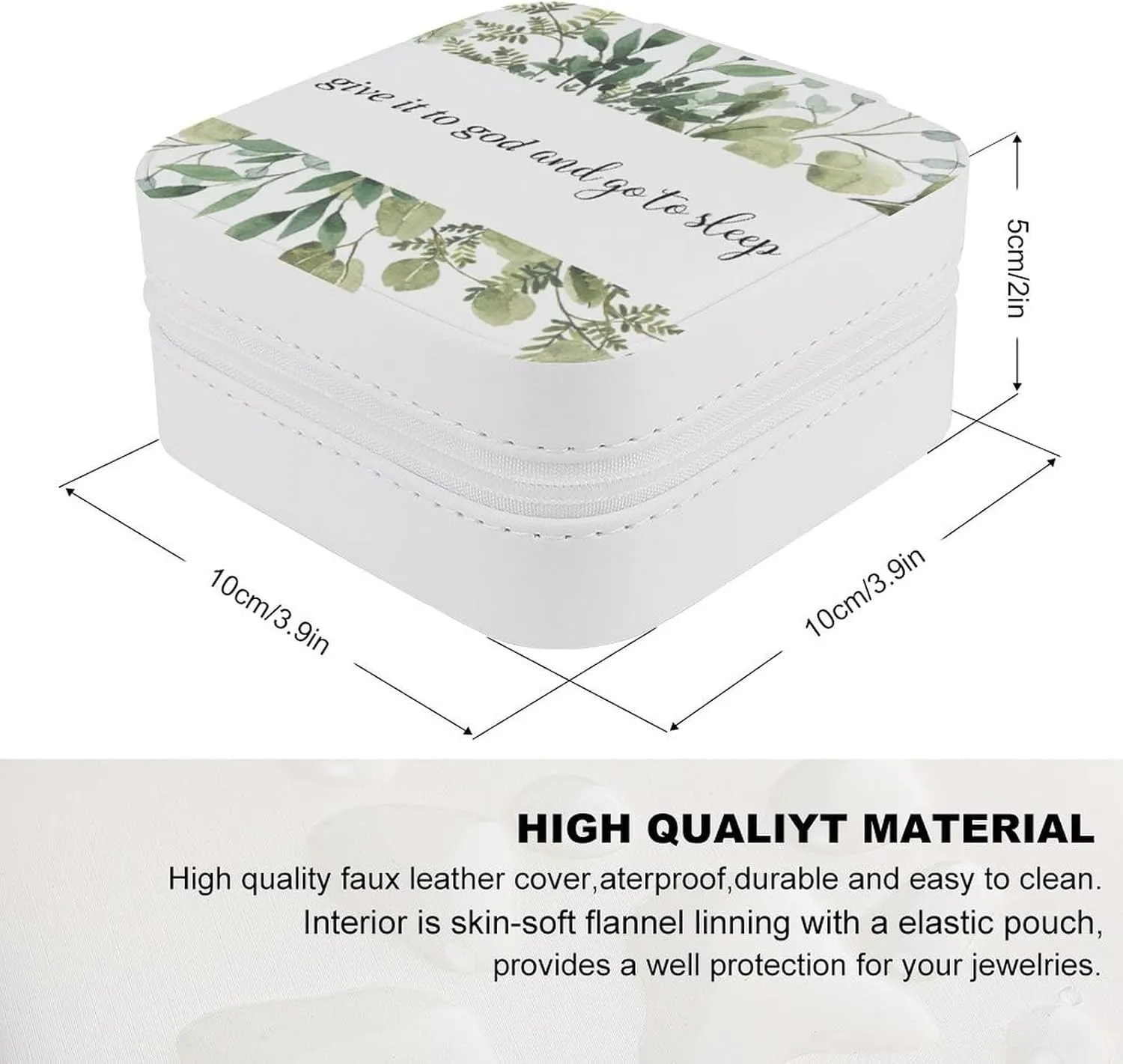 Small Travel Jewelry Box Organizer Display Storage Case for Rings Earrings Necklace, Gifts for Woman Girlfriend Bestie, Give It to God And Go to Sleep