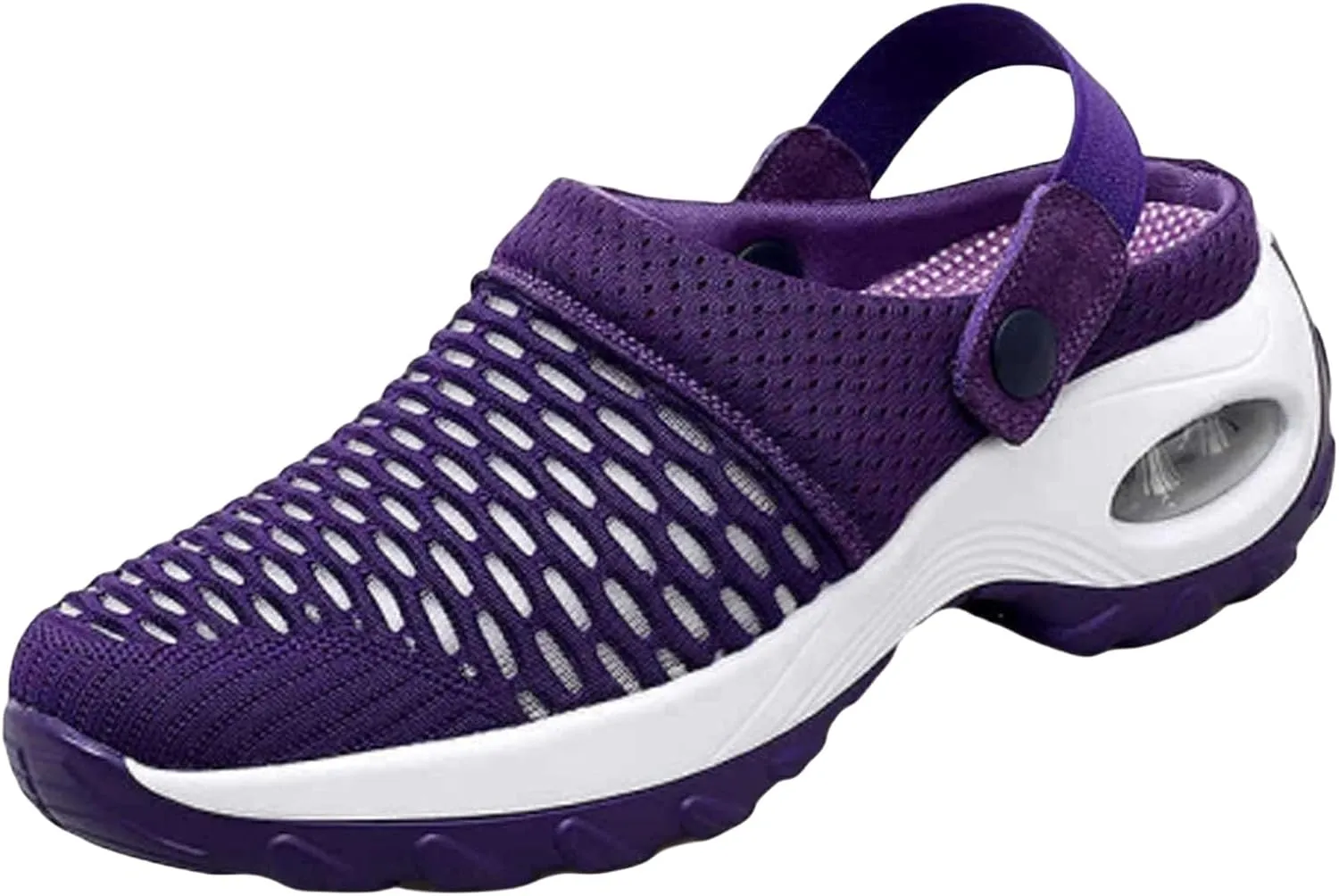 Smoneyful Women's Orthopedic Clogs with Air Cushion Support to Reduce Back Knee Pressure Mesh Slip On Walking Slippers Sandals