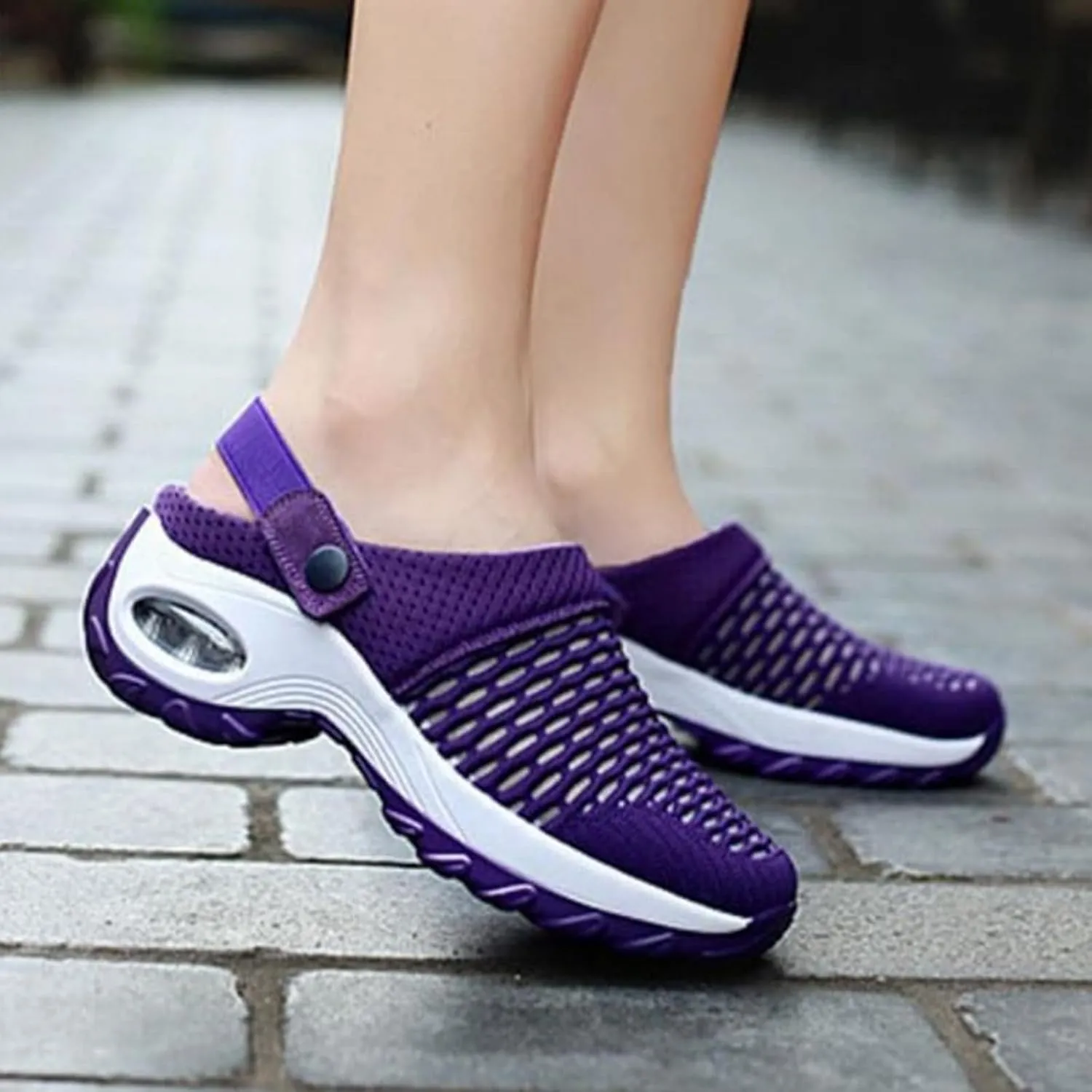 Smoneyful Women's Orthopedic Clogs with Air Cushion Support to Reduce Back Knee Pressure Mesh Slip On Walking Slippers Sandals