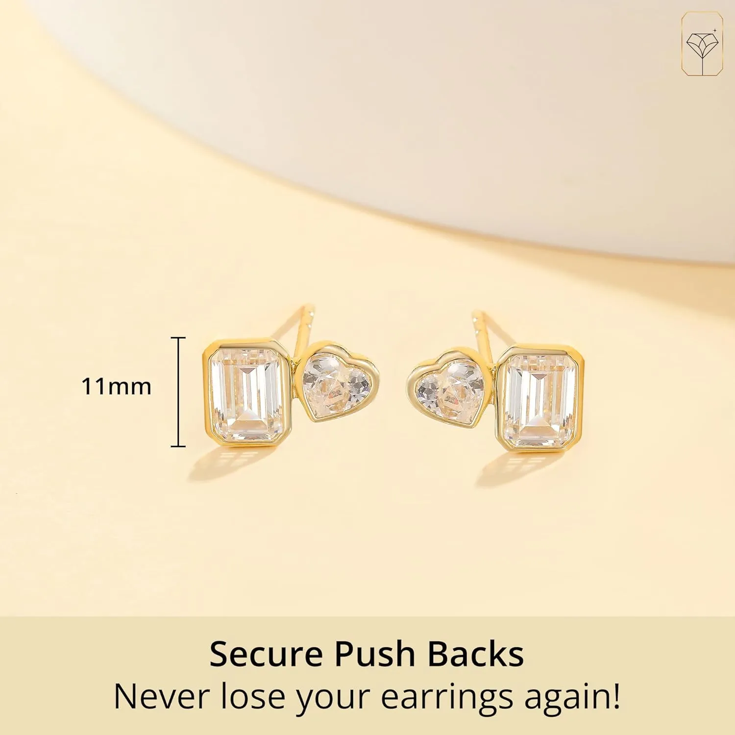 Solid 10K Gold Stud Earrings for Women | Hypoallergenic & Anti-Tarnishing Real Gold Earrings | Shower-Safe, Water-Proof and Sweat-Resistant Earrings in Various Shapes by MAX   STONE