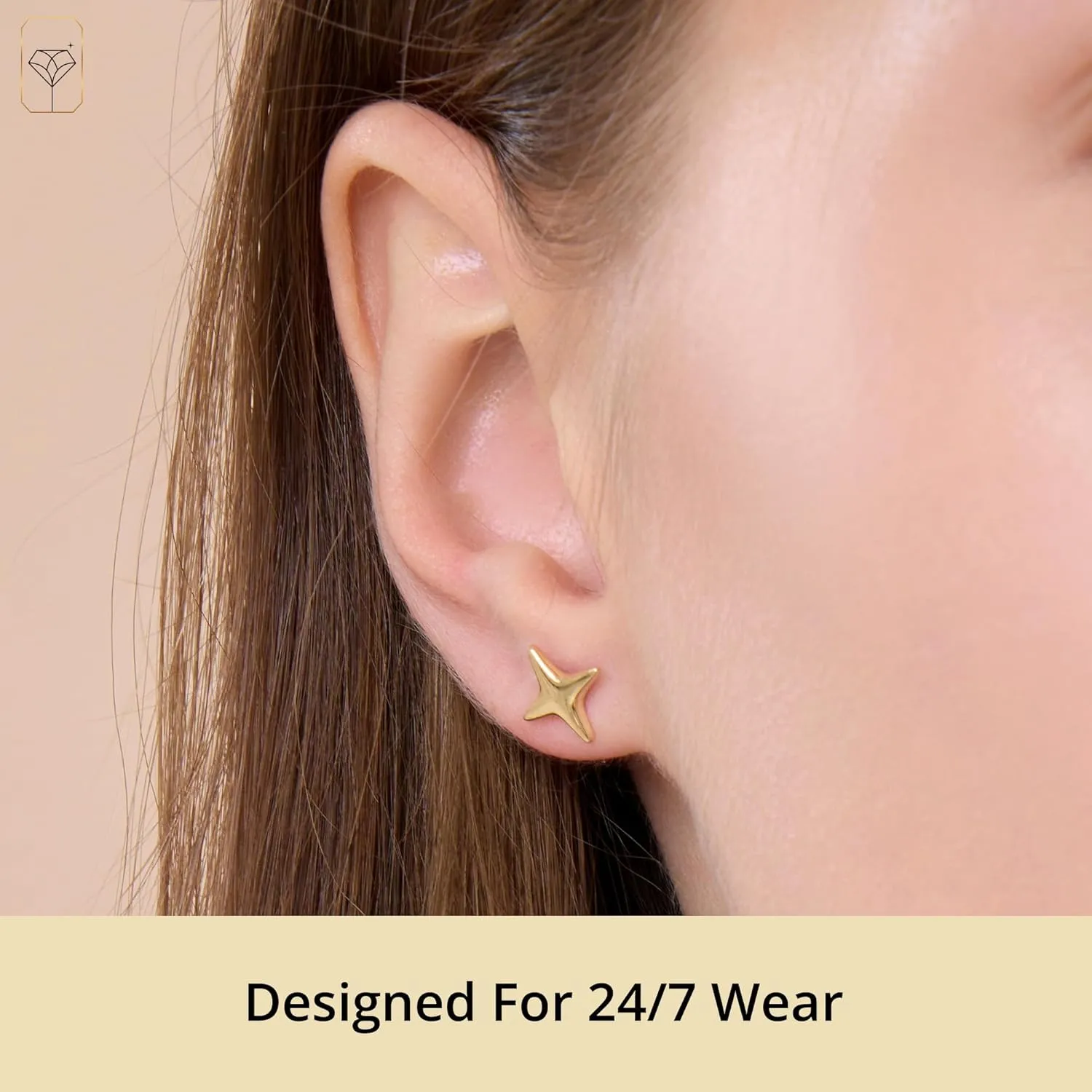Solid 10K Gold Stud Earrings for Women | Hypoallergenic & Anti-Tarnishing Real Gold Earrings | Shower-Safe, Water-Proof and Sweat-Resistant Earrings in Various Shapes by MAX   STONE