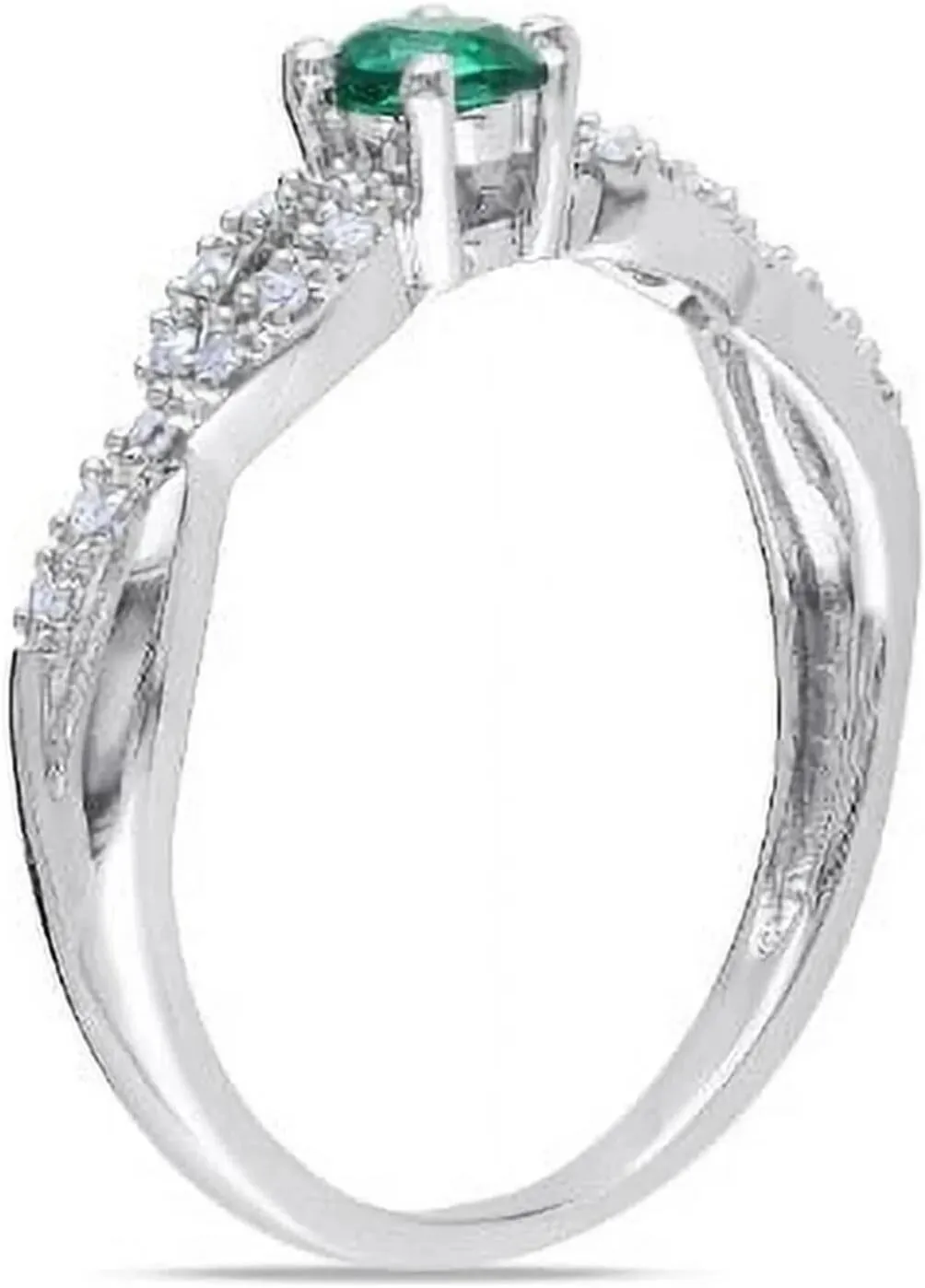 Solid 950 Platinum, Round Shape Emerald & Round Shape Moissanites Infinity Shank Ring