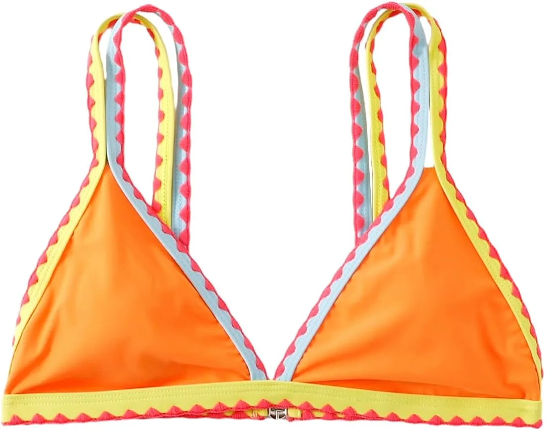 SOLY HUX Women's Triangle Bikini Top Spaghetti Strap Sexy Swimsuit Top Only