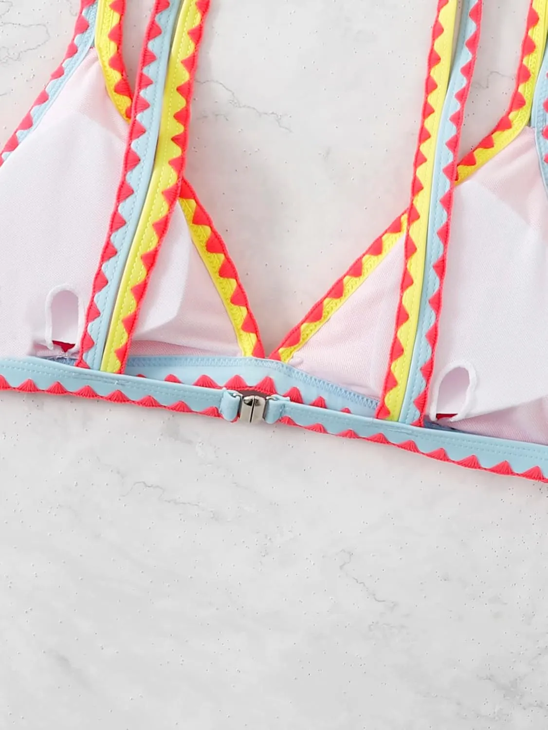SOLY HUX Women's Triangle Bikini Top Spaghetti Strap Sexy Swimsuit Top Only